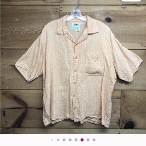 Flax Women’s 100% linen Light Peach Casual Button Down Shirt lagenlook